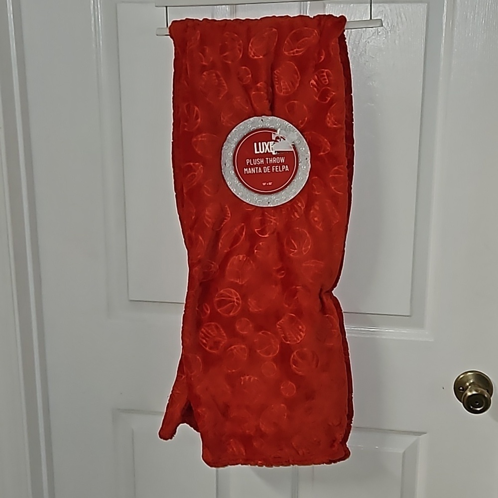 Luxe Orange Red Sports Plush Throw Basketball Baseball Football Tennis 50"x60"